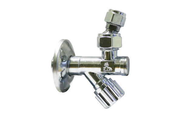 720 - Polished chrome-plated angle valve with filter and articulated connection