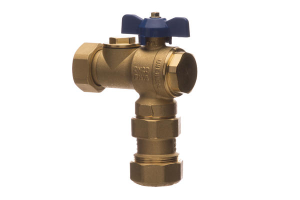 2201 - Angle ball valve for meter OUTLET / PE with check valve