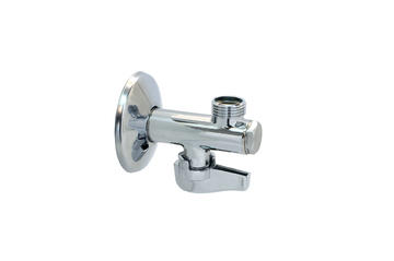 762 - Polished chrome-plated angle ball valve with filter, metal lever