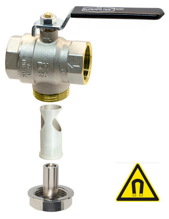140M - SUPERFILTER Ball valve f.f. with built-in filter and magnet