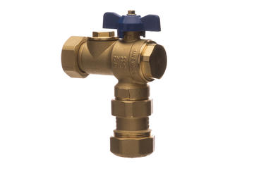 2201 - Angle ball valve for meter OUTLET / PE with check valve